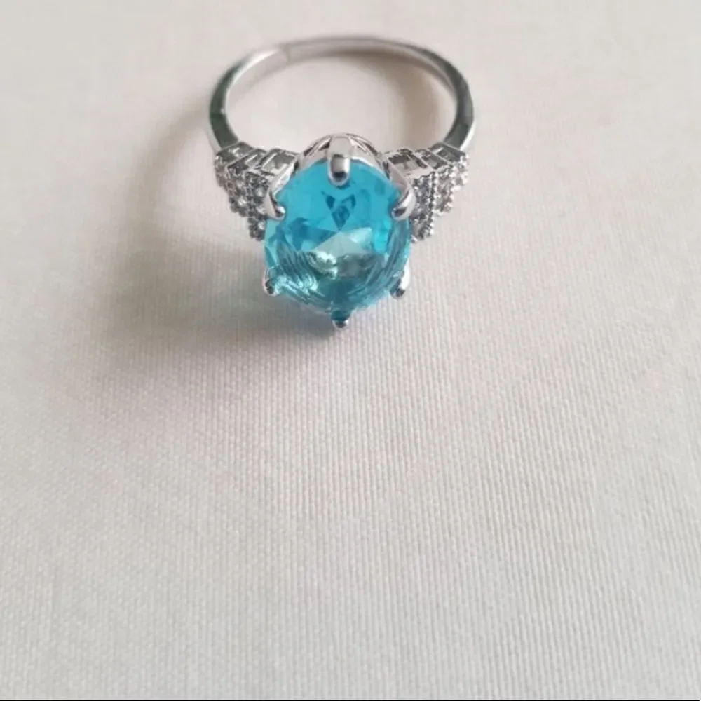 Simulated Blue Topaz & Sterling Silver Ring